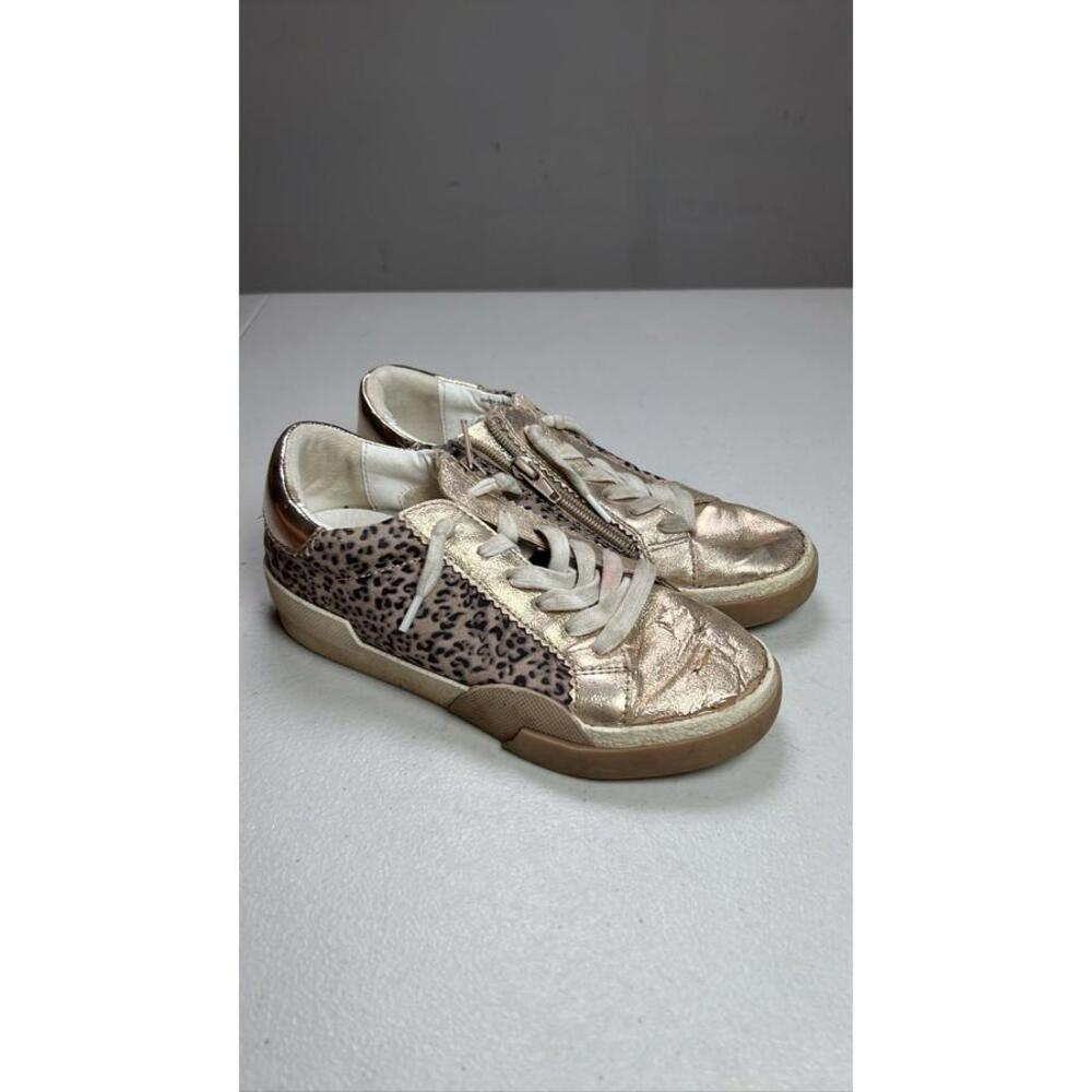 DV Dolce Vita Women's Leopard Rose Gold Zip Sneakers Youth Size 2